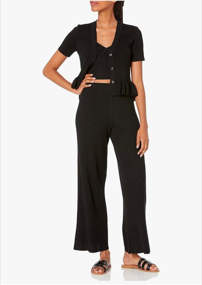 Drop Catalina Rib Sweater Pants, Black, 2X